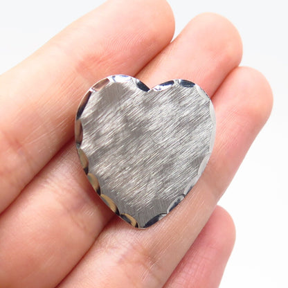 925 Sterling Silver Vintage Beau Textured Heart Pin Brooch