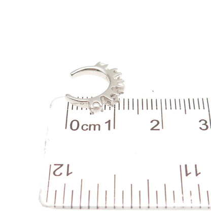 925 Sterling Silver Real Pearl & Round-Cut C Z SINGLE Cuff Earring