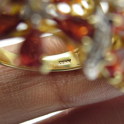 DSMK Sterling Silver Gold Plated Real Fire Sapphire & White Topaz Ring Size 7.25
