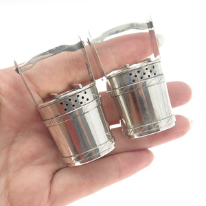 950 Silver Antique Japan Water Bucket SET of 2 Salt & Pepper Shakers