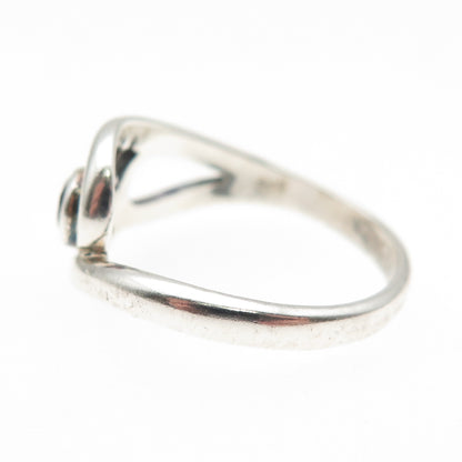 925 Sterling Silver Vintage Real Amethyst Modernist Swirl Ring Size 6.75