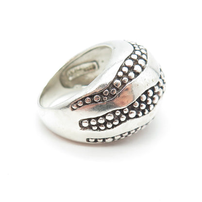 925 Sterling Silver Vintage Wavy Dome Granulated Ring Size 6.75