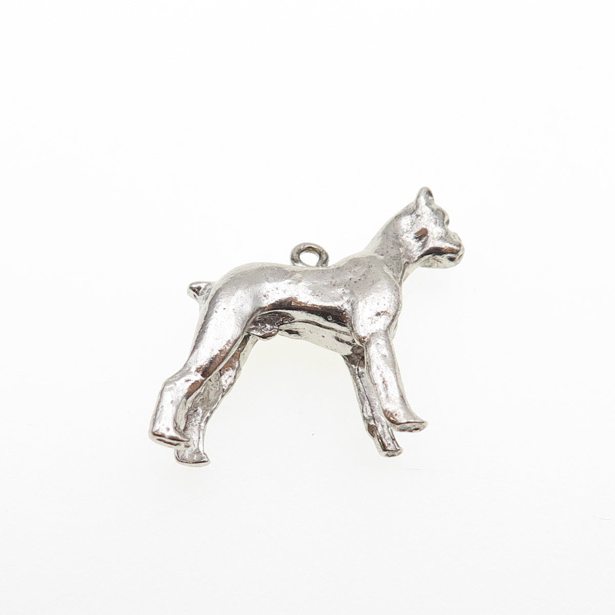 925 Sterling Silver Vintage Pit Bull Dog Mini 3D Charm Pendant