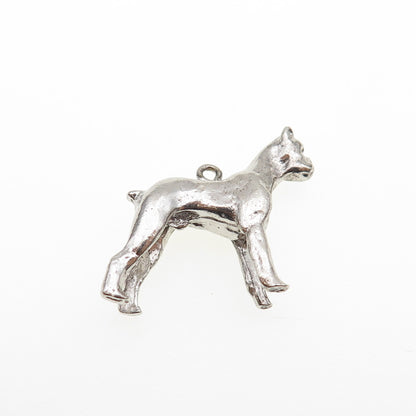 925 Sterling Silver Vintage Pit Bull Dog Mini 3D Charm Pendant