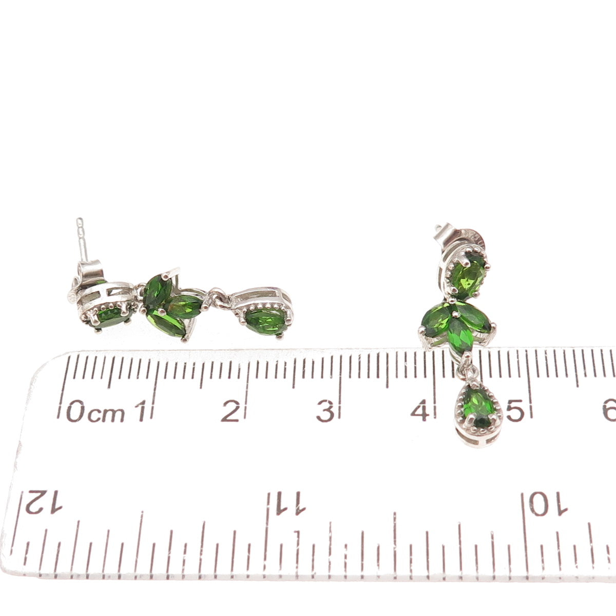 Chuck Clemency 925 Sterling Silver Real Peridot Floral Dangle Earrings