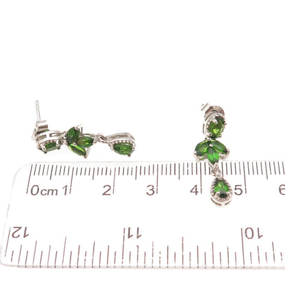 Chuck Clemency 925 Sterling Silver Real Peridot Floral Dangle Earrings
