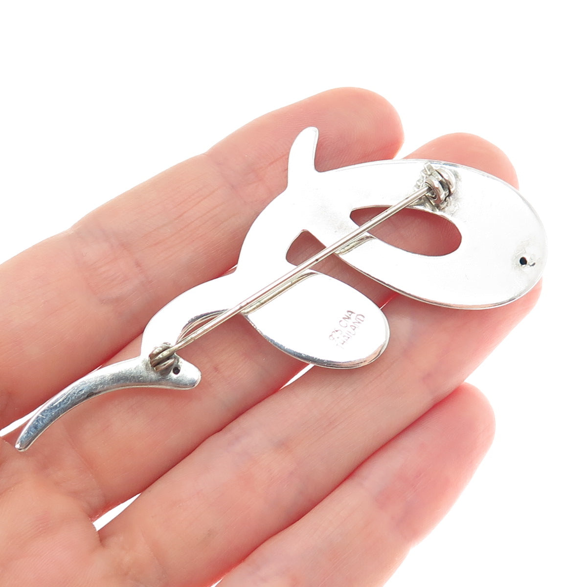 CNA PRANDA 925 Sterling Silver Vintage Modernist Twisted Pin Brooch