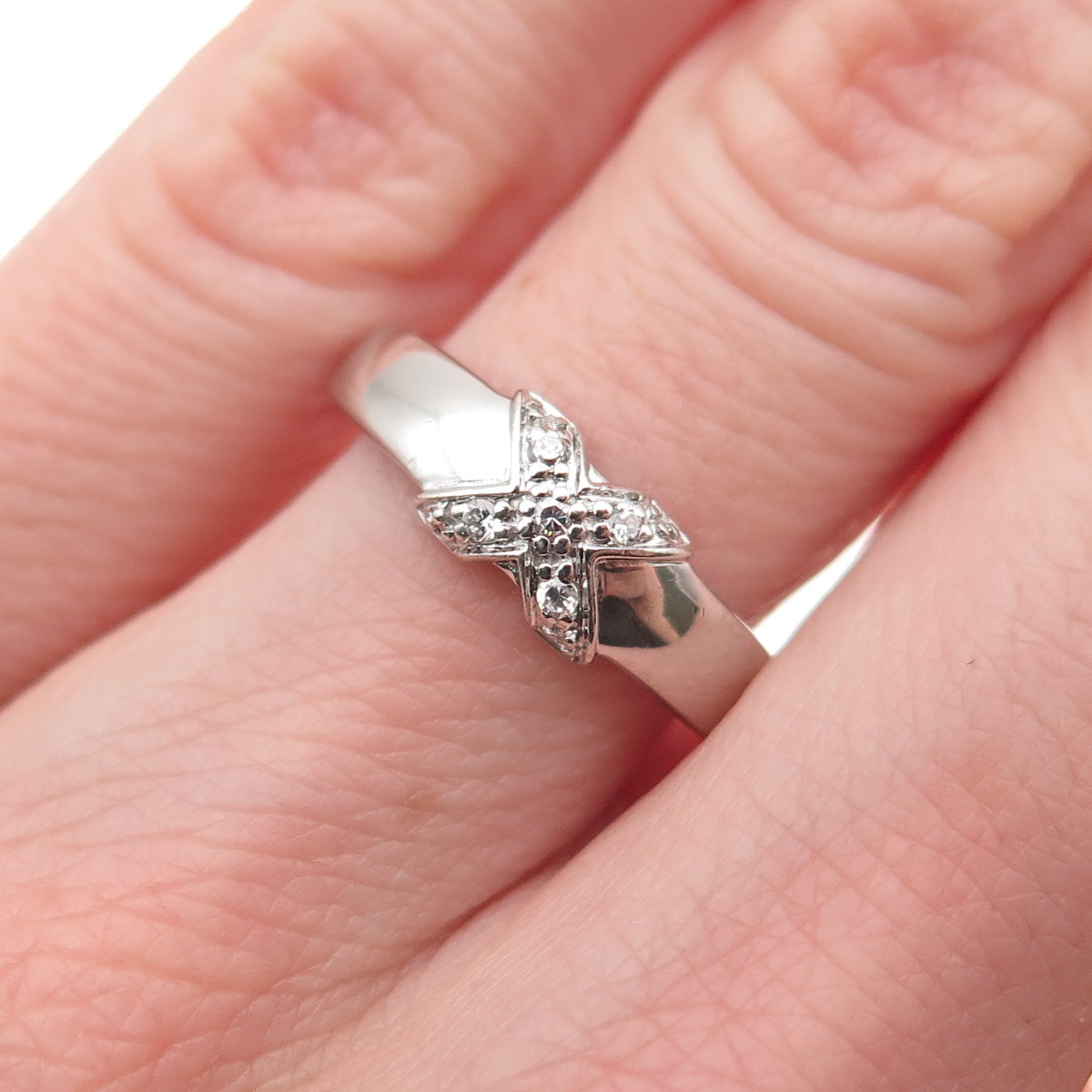 925 Sterling Silver Round-Cut C Z Letter X Initial Ring Size 6