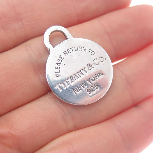 TIFFANY & CO. 925 Sterling Silver Vintage Please Return to Tiffany Tag Pendant