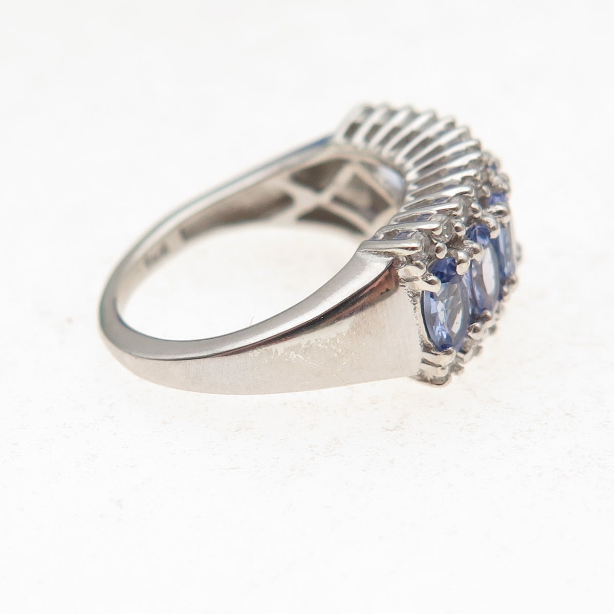 Chuck Clemency 925 Sterling Silver Real Tanzanite & White Topaz Ring Size 5.25