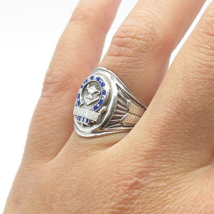 REED & CO Sterling Silver Vintage Enamel JHS 185 Edward Bleeker Ring Size 6.75