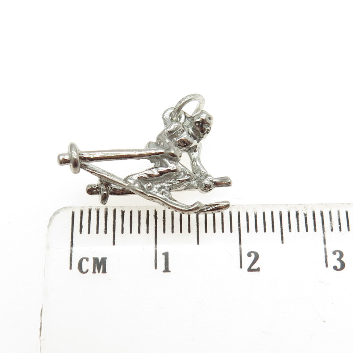 925 Sterling Silver Vintage Skier 3D Pendant