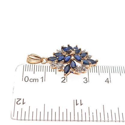 Ross Simons 925 Sterling Gold Plated Real Diamond & Lab-Created Sapphire Pendant