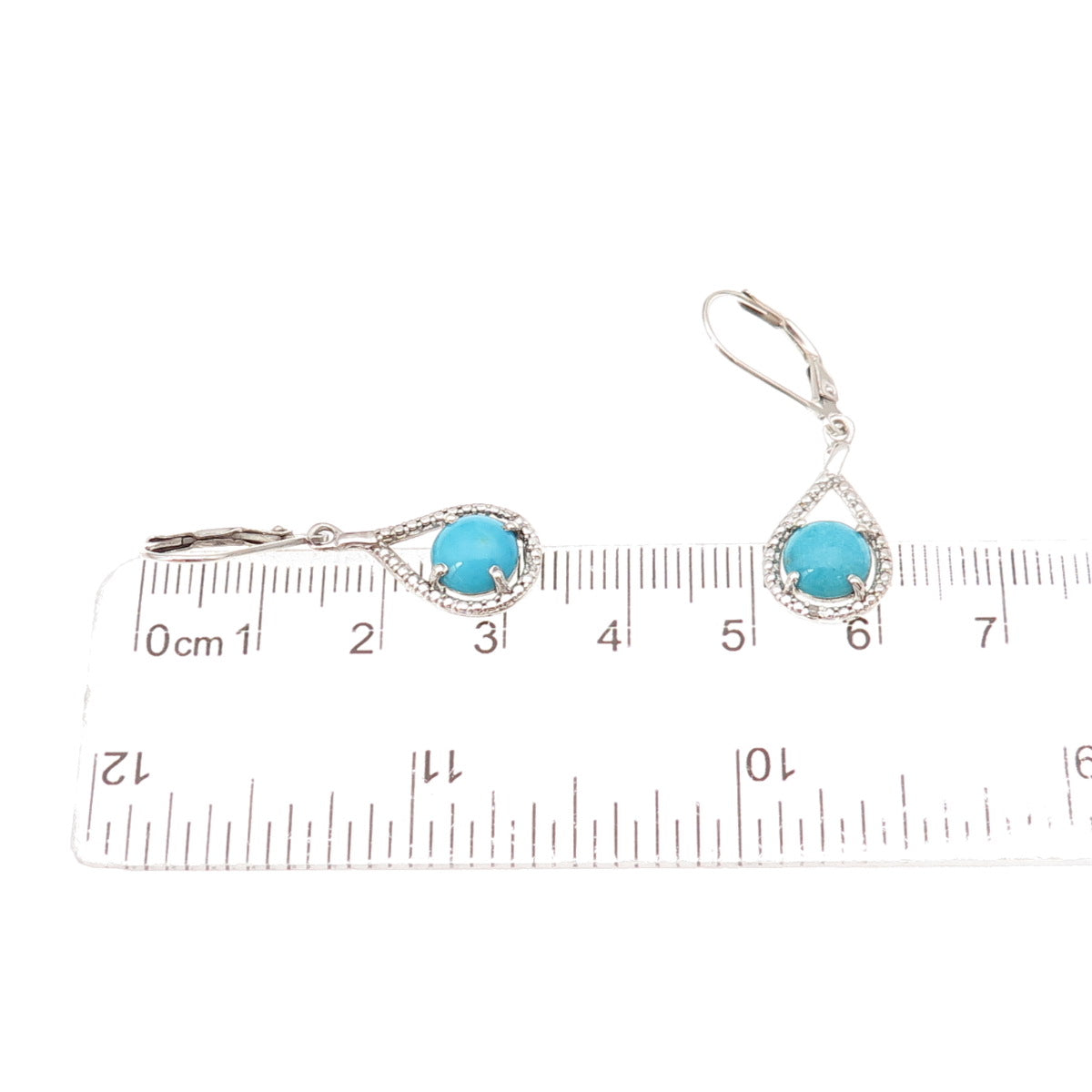 Chuck Clemency 925 Sterling Silver Real Diamond & Turquoise Dangle Earrings