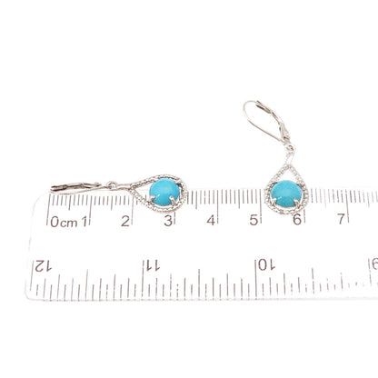 Chuck Clemency 925 Sterling Silver Real Diamond & Turquoise Dangle Earrings