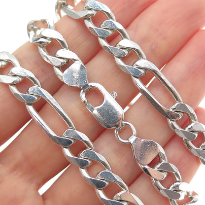 925 Sterling Silver Vintage Italy Figaro Chain Necklace 20"