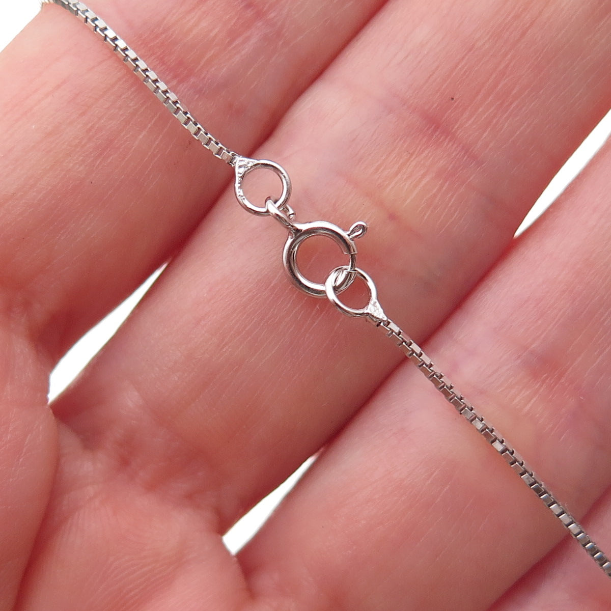 925 Sterling Silver Round-Cut C Z Box Chain Necklace 17-18"
