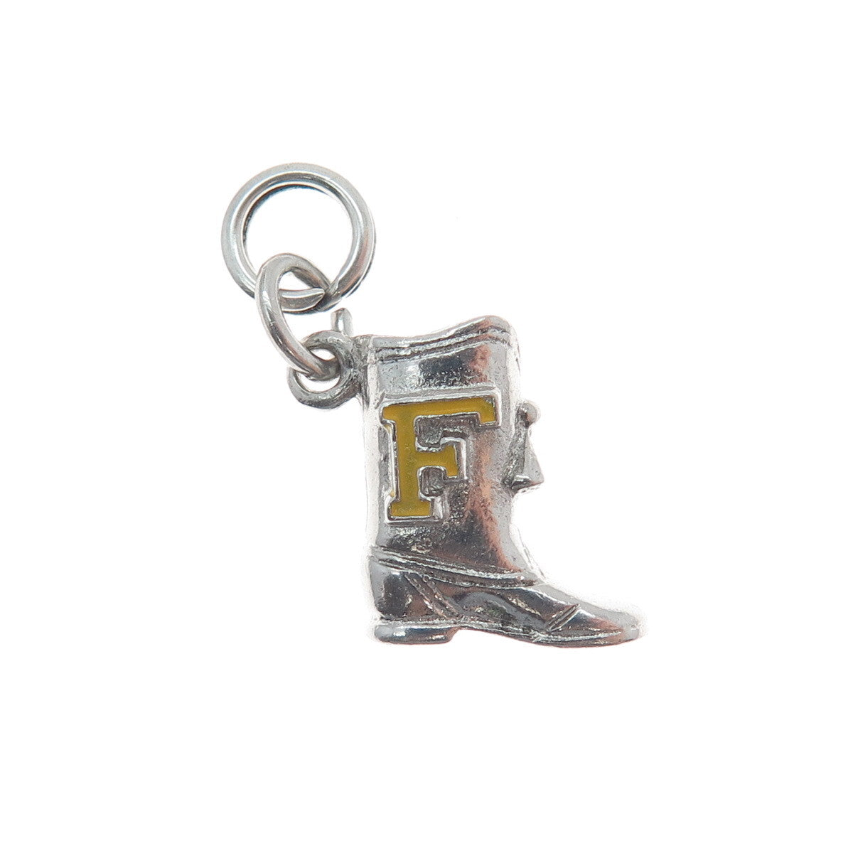 925 Sterling Silver Antique Enamel University of Florida Cowboy Boot 3D Pendant