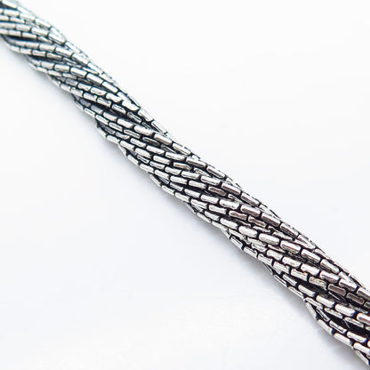 925 Sterling Silver Vintage Twisted Liquid Multi-Strand Link Bracelet 7.5"