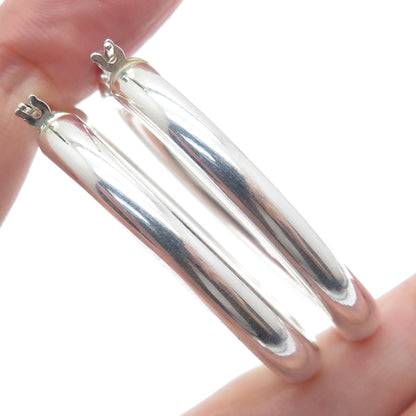 925 Sterling Silver Oval Hoop Earrings