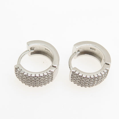 925 Sterling Silver Round-Cut C Z Sparkle Hoop Earrings