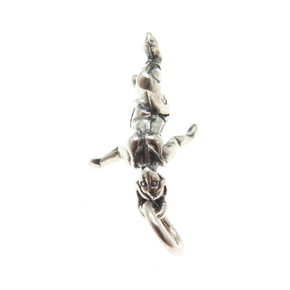 SHUBE 925 Sterling Silver Vintage Figure Skater Oxidized Minimalist Pendant