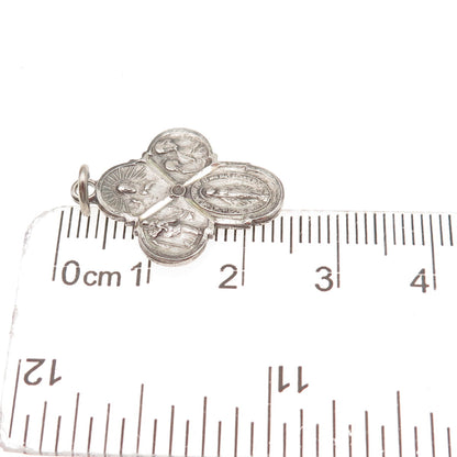 Atelier 925 Sterling Silver Antique Art Deco 4-Way Cross Oxidized Charm Pendant