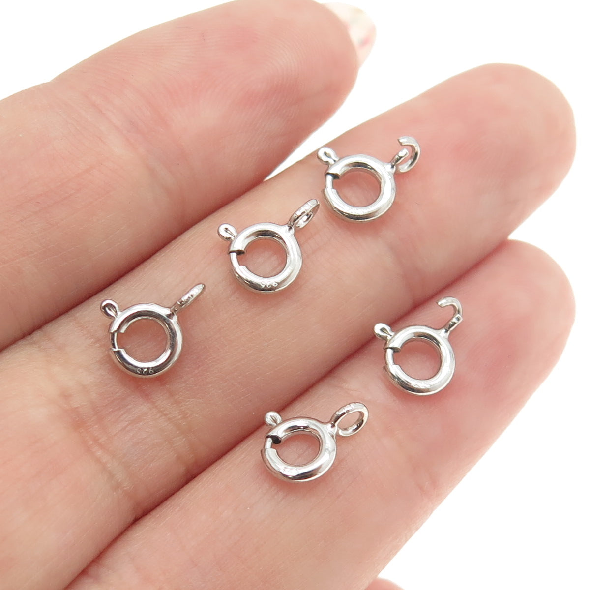 925 Sterling Silver SET of 5 Spring Ring Lock Clasps For Bracelet & Necklace