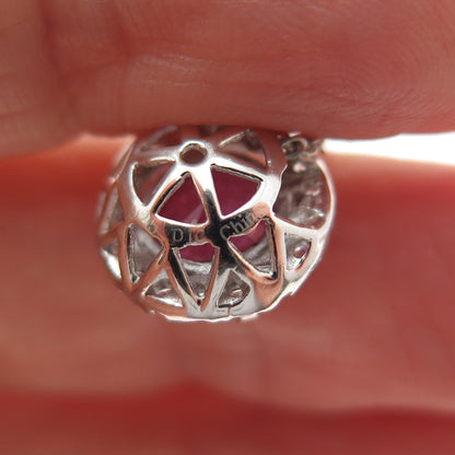 925 Sterling Silver Real Ruby & White Topaz Cable Chain Necklace 18"