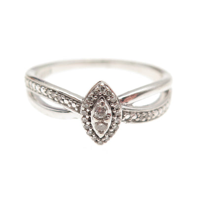 925 Sterling Silver Real Round-Cut Diamond Promise Ring Size 7