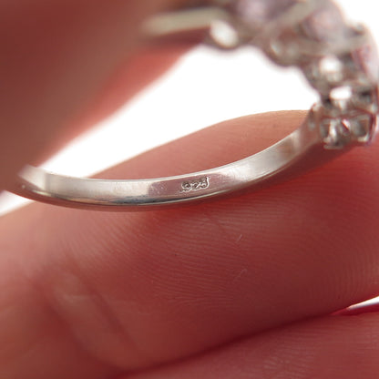 925 Sterling Silver Round-Cut Lavender Moissanite Ring Size 7.25
