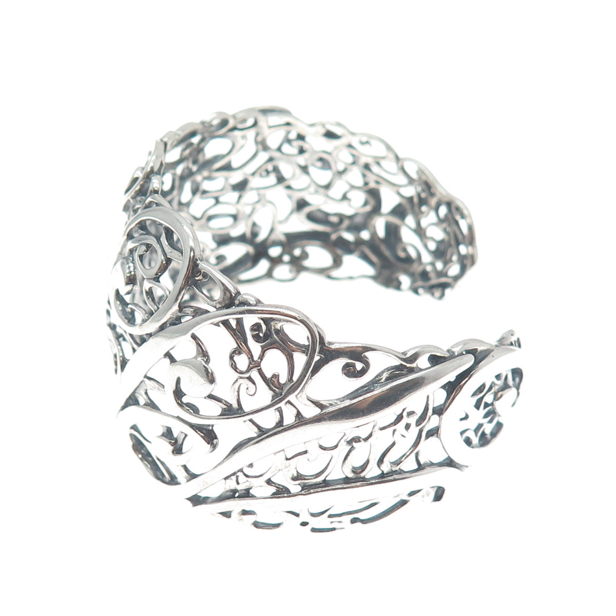 CAROLYN POLLACK Sterling Silver Vintage Swirl Modernist Adjustable Bracelet 6.5"
