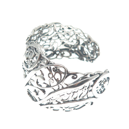 CAROLYN POLLACK Sterling Silver Vintage Swirl Modernist Adjustable Bracelet 6.5"
