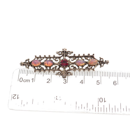 Sarah Coventry Sterling Silver Vintage Rhinestone & Dichroic Glass Pin Brooch