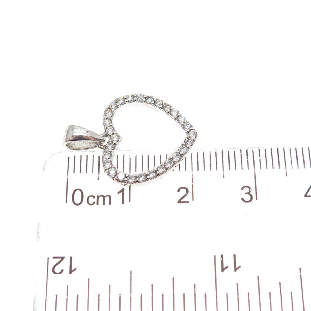 925 Sterling Silver Round-Cut C Z Heart Minimalist Charm Pendant