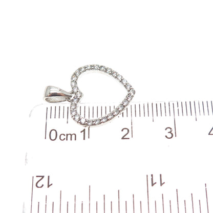 925 Sterling Silver Round-Cut C Z Heart Minimalist Charm Pendant