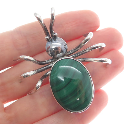 GETCO INC & LESTER JACKSON NAVAJO Old Pawn Sterling 1995 Malachite Spider Brooch