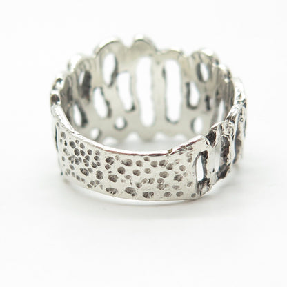 925 Sterling Silver Vintage Minos Mexico Open Bark of Tree Ring Size 7