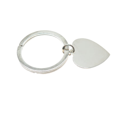 J.T. INMAN 925 Sterling Silver Vintage Heart Tag Key Fob Ring