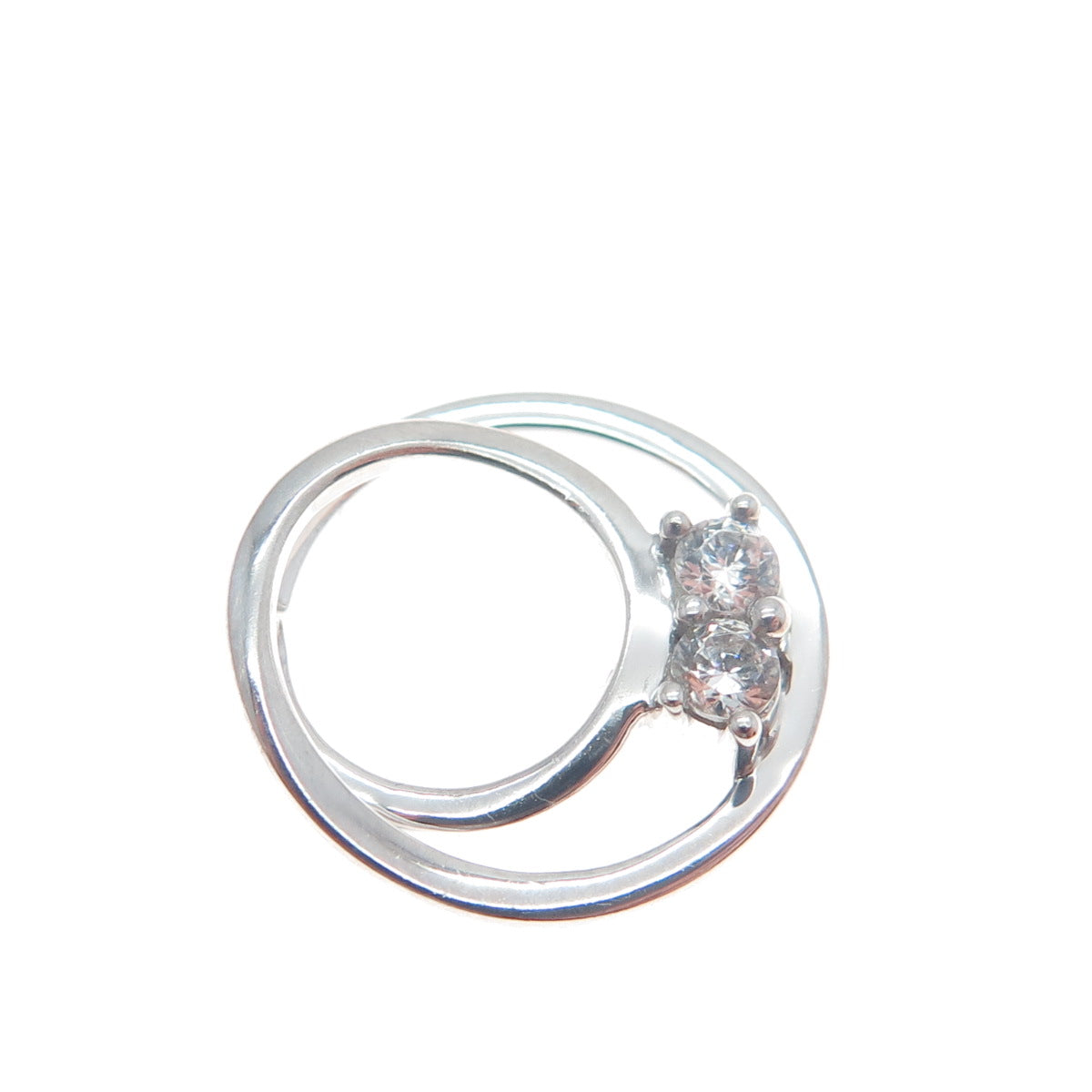 925 Sterling Silver Round-Cut Shaped C Z Spiral Slide Pendant