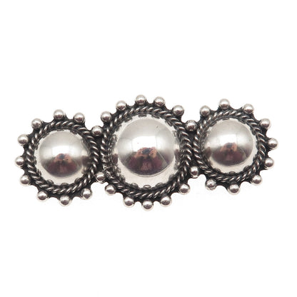 Old Pawn 925 Sterling Silver Vintage Southwestern Sun Beaded Oxidized Pin Brooch