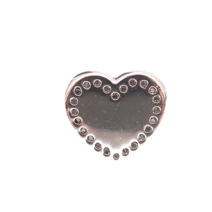 Pandora 925 Sterling Silver Round-Cut C Z Heart Signet Ring Size 6