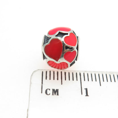 PANDORA 925 Sterling Silver Enamel Heart Bead Charm