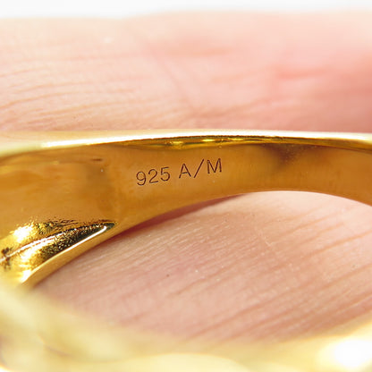 925 Sterling Silver Gold Plated Multi-Color C Z Wavy Ring Size 7.25