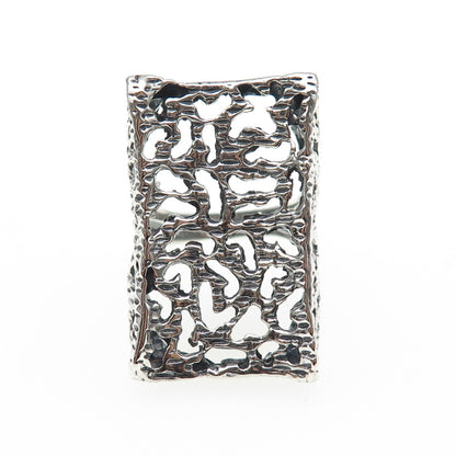 925 Sterling Silver Vintage Modernist Oxidized Statement Ring Size 8.75