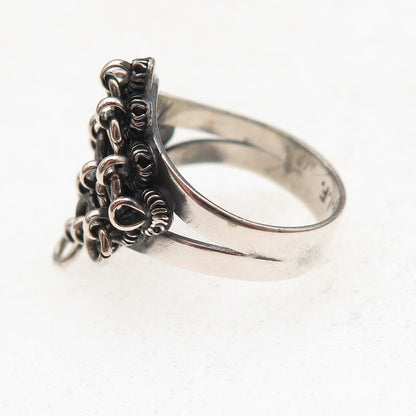 830 Silver Vintage IF Scandinavia Modernist Cannetille Oxidized Ring Size 4.75