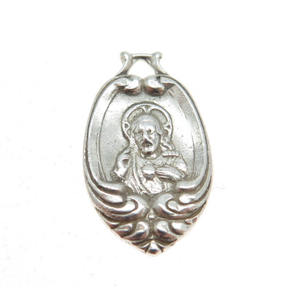 925 Sterling Silver Antique Art Deco Jesus Religious Pendant