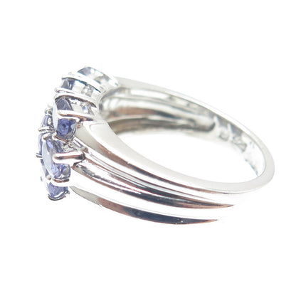MICHELLE ALBALA 925 Sterling Silver Tanzanite Gemstone Cluster Ring Size 7.25