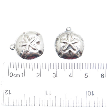 SX SALLY C 925 Sterling Silver Vintage Sand Dollar Oxidized Jacket Earrings