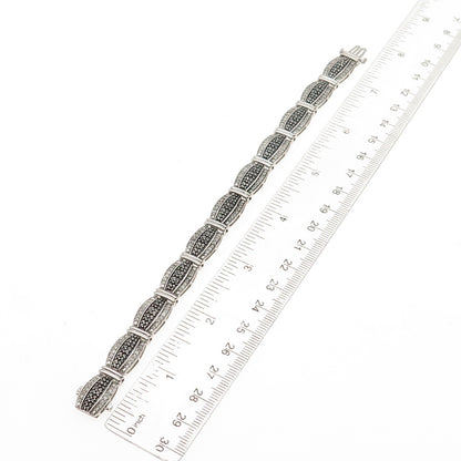 Jane Seymour 925 Sterling Silver Real Black & White Diamond Bracelet 7.5"